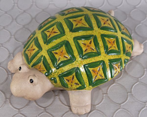 Clay Turtle with Decorated Shell - Large