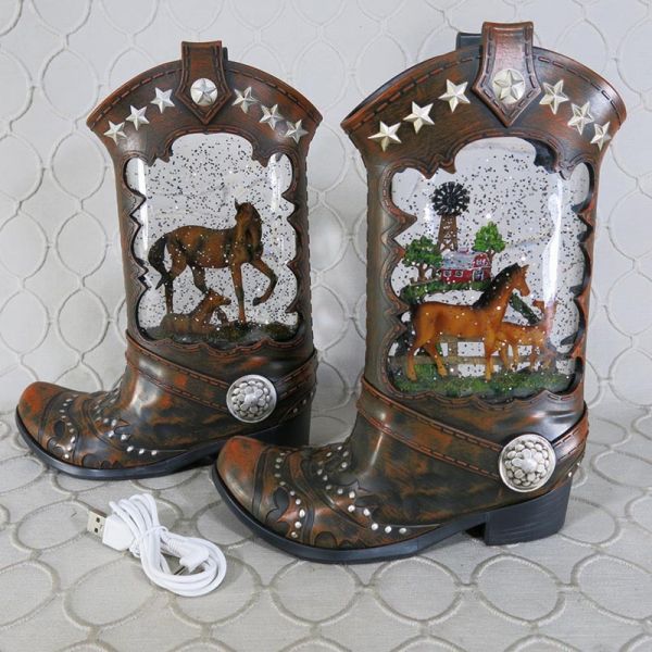 Cowboy Boot  LED Lighted Snow Globe #GI1813