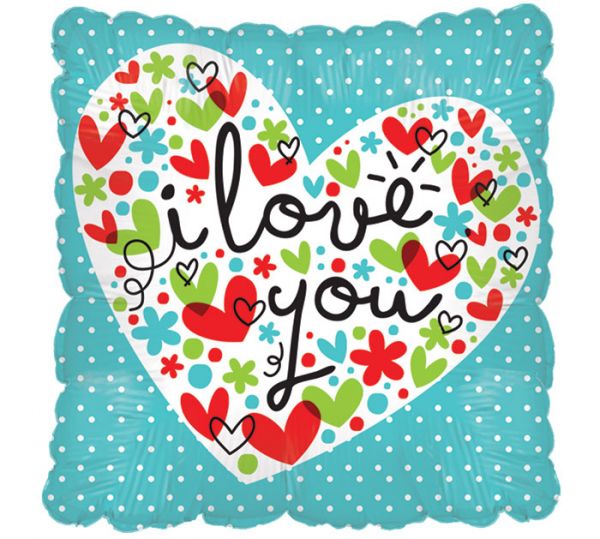 I Love You Square/Clear Balloon  #BA178