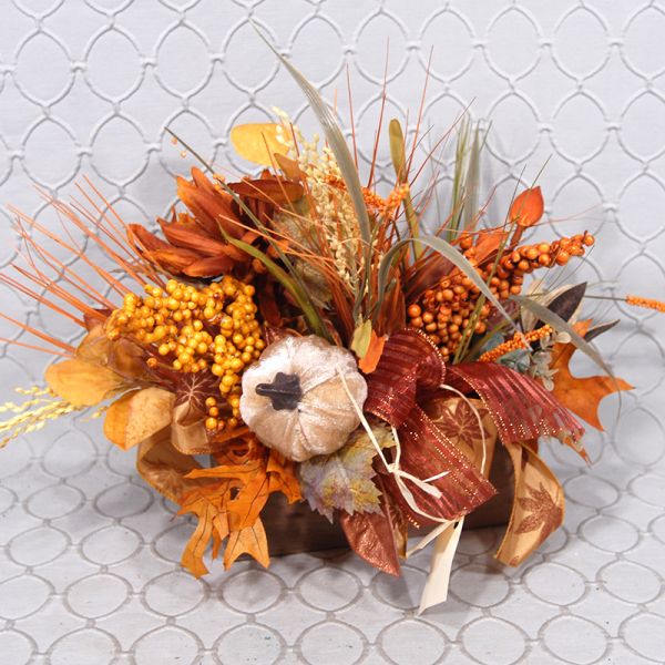 Fall colored silk flower arrangement #1746