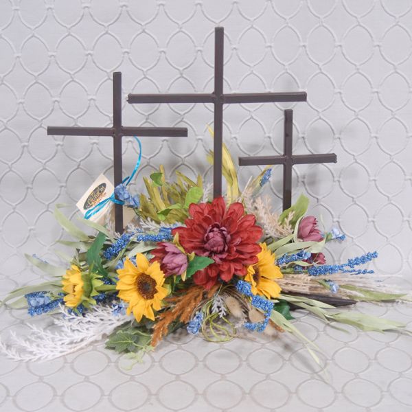 Silk Arrangement #1T1519  With Cross 