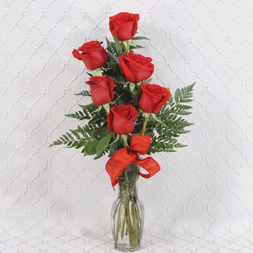 6 Red Roses Arranged 