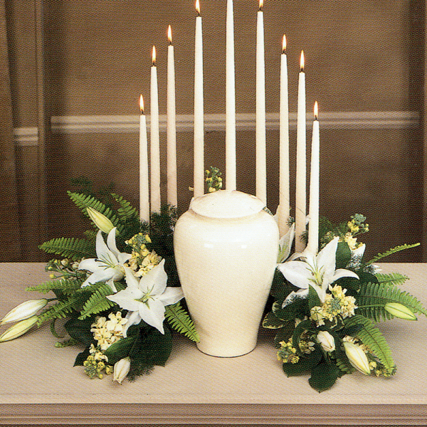 White Lily Urn Arrangement