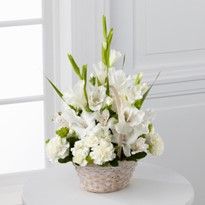 All white basket arrangement #3089